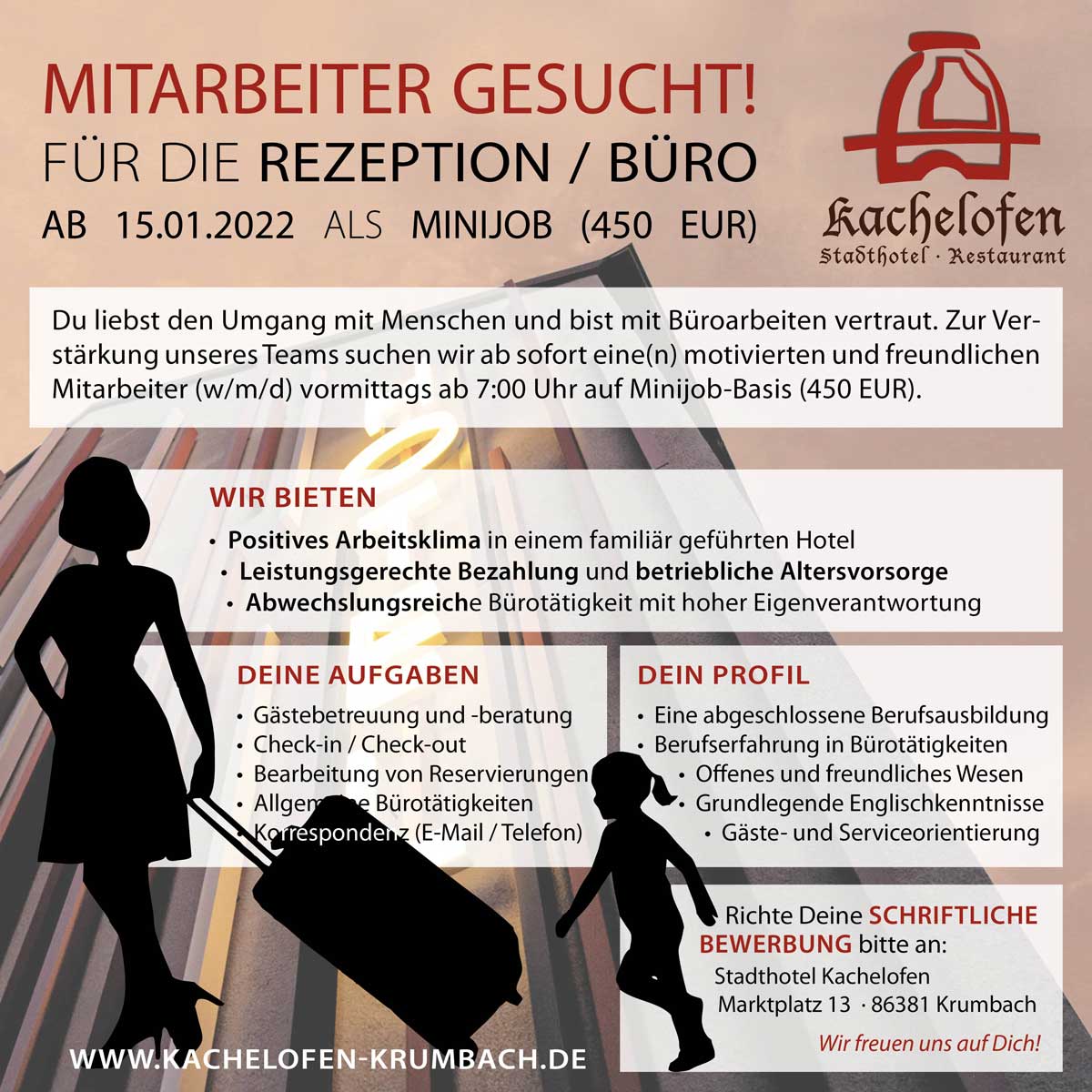 Stellenangebot Minijob Rezeption Hotel Krumbach 2022 01